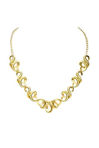 Gold Finish Ribbon Dance Necklace by Ambar House