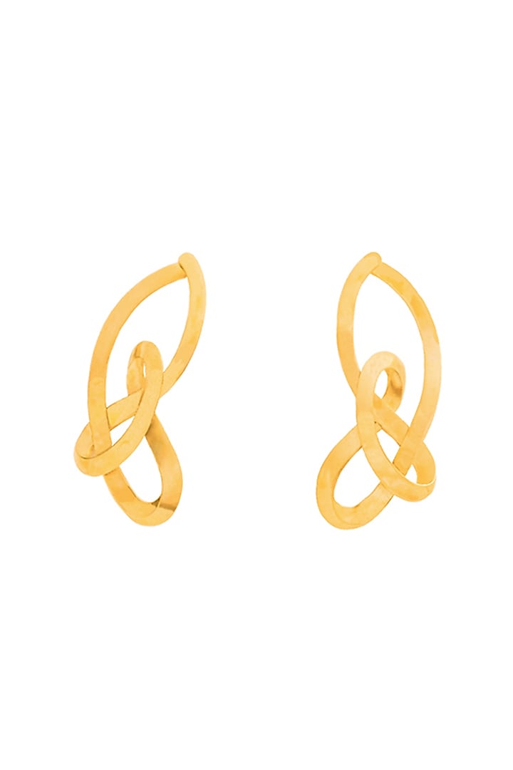 Gold Finish Ribbon Dance Dangler Earrings by Ambar House