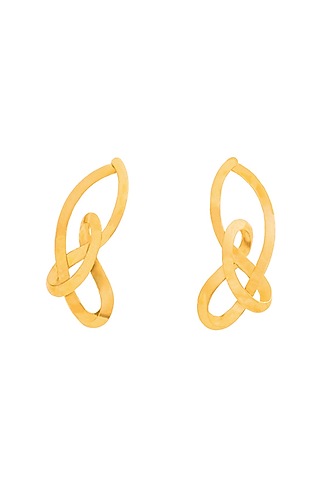 Gold Finish Ribbon Dance Dangler Earrings by Ambar House