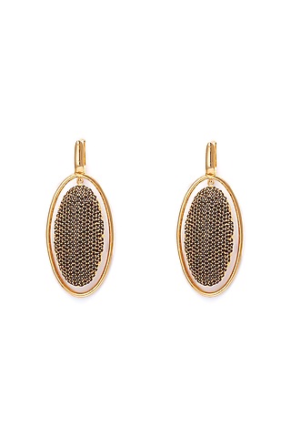 Gold Finish Zircon Black Onyx Dangler Earrings by Ambar House