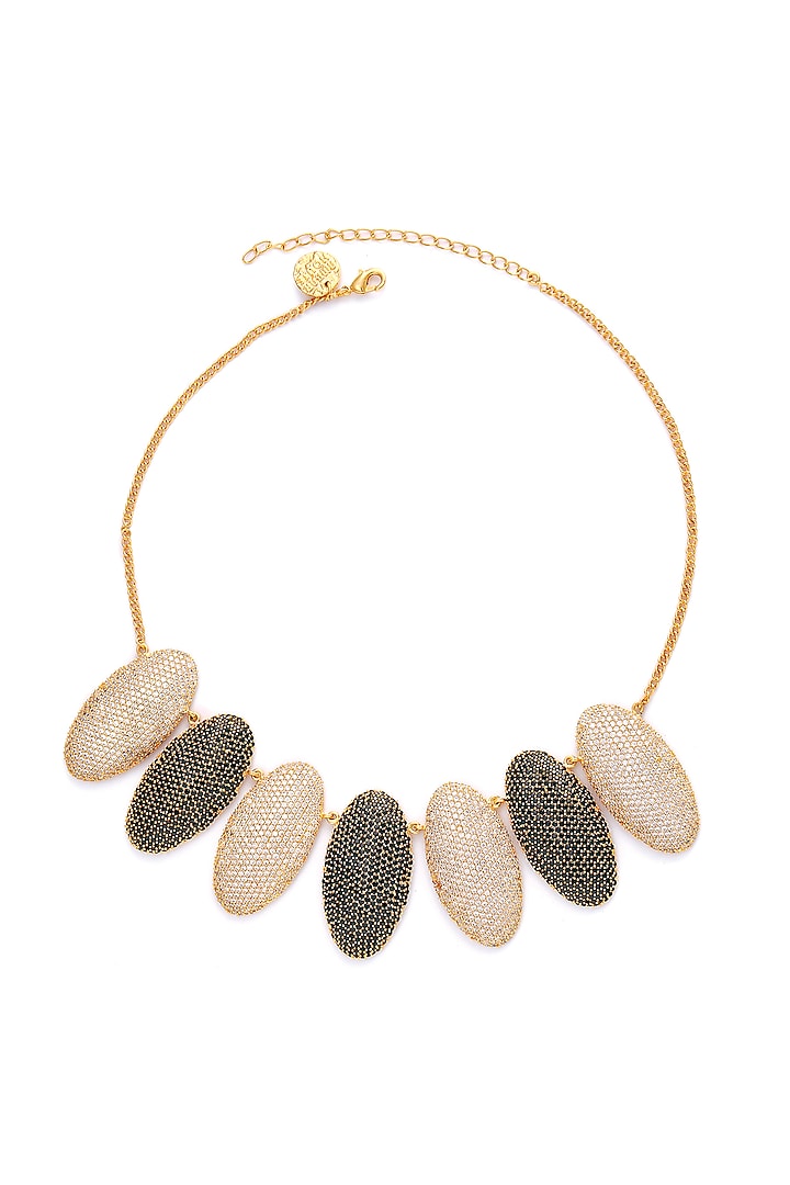 Gold Finish Zircon Necklace by Ambar House