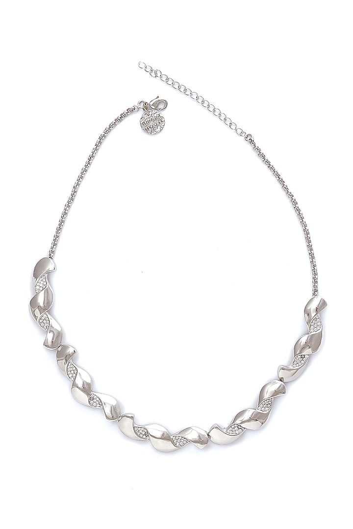 White Finish Zircon Necklace by Ambar House