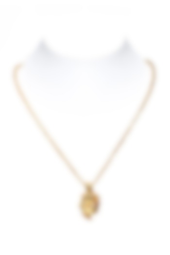 Gold Finish Pendant Necklace In Brass by Ambar House