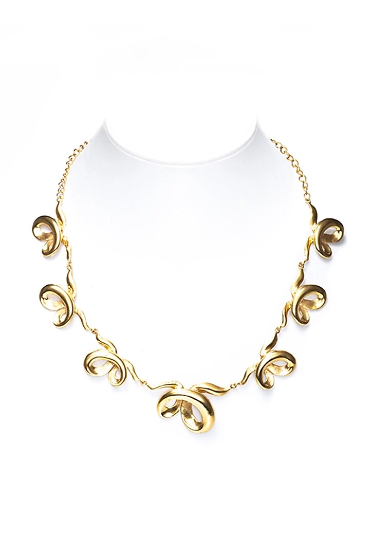 Gold Finish Brass Necklace by Ambar House
