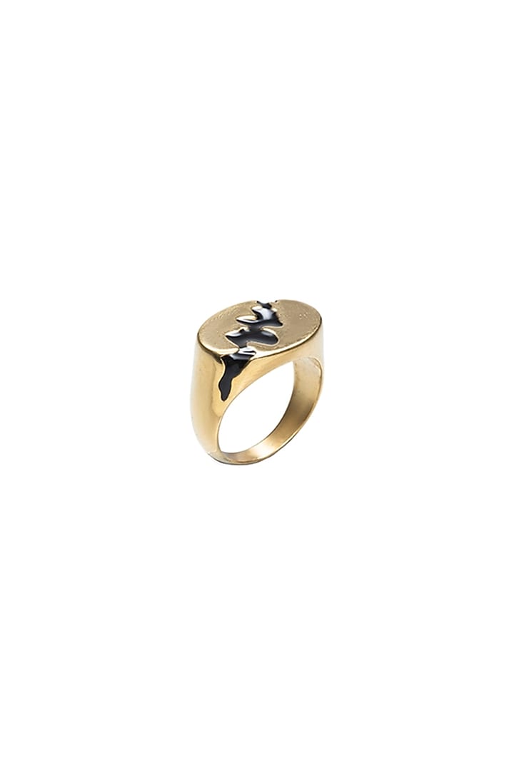 Gold Finish Ring In Brass by Ambar House