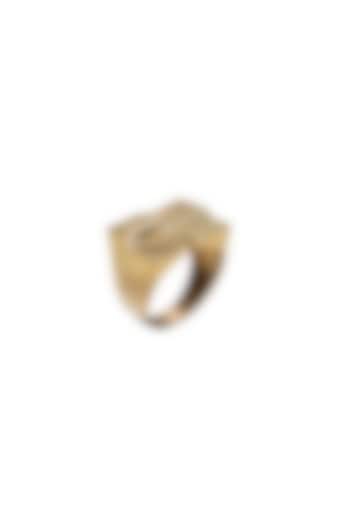 Gold Finish Plateau Ring In Brass by Ambar House