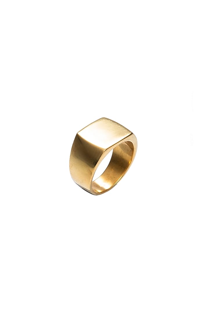 Gold Finish Brass Plateau Ring by Ambar House
