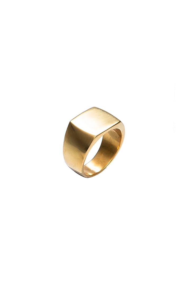 Gold Finish Brass Plateau Ring by Ambar House at Pernia's Pop Up Shop