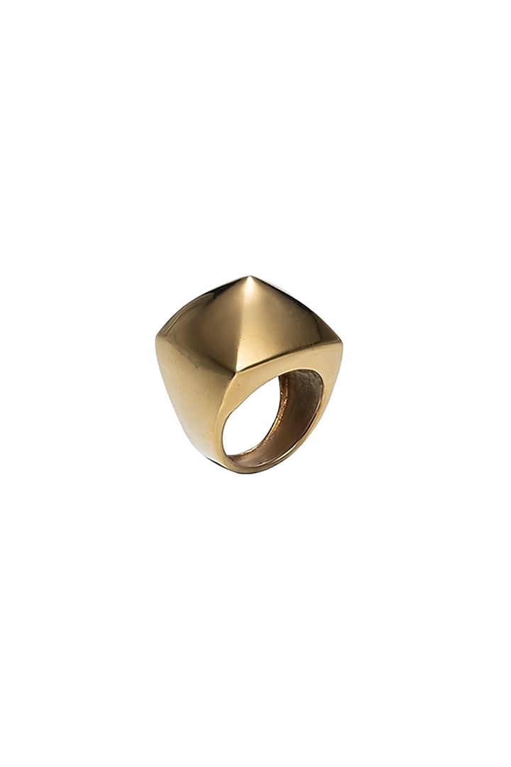 Gold Finish Dome Ring In Brass by Ambar House