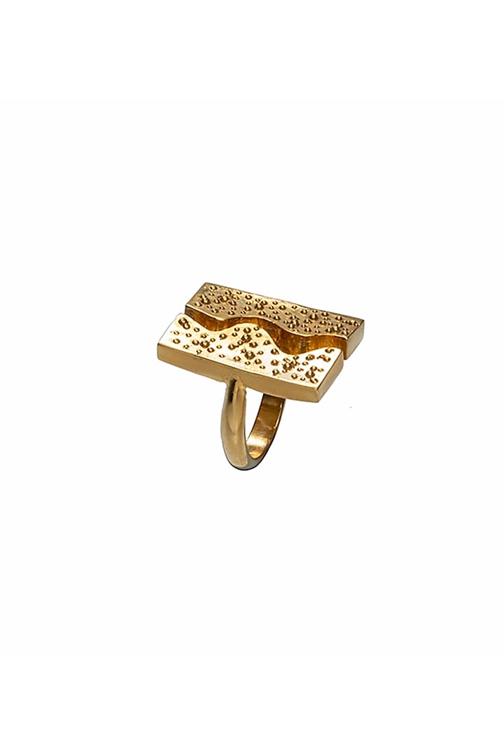 Gold Finish Ring Set In Brass by Ambar House