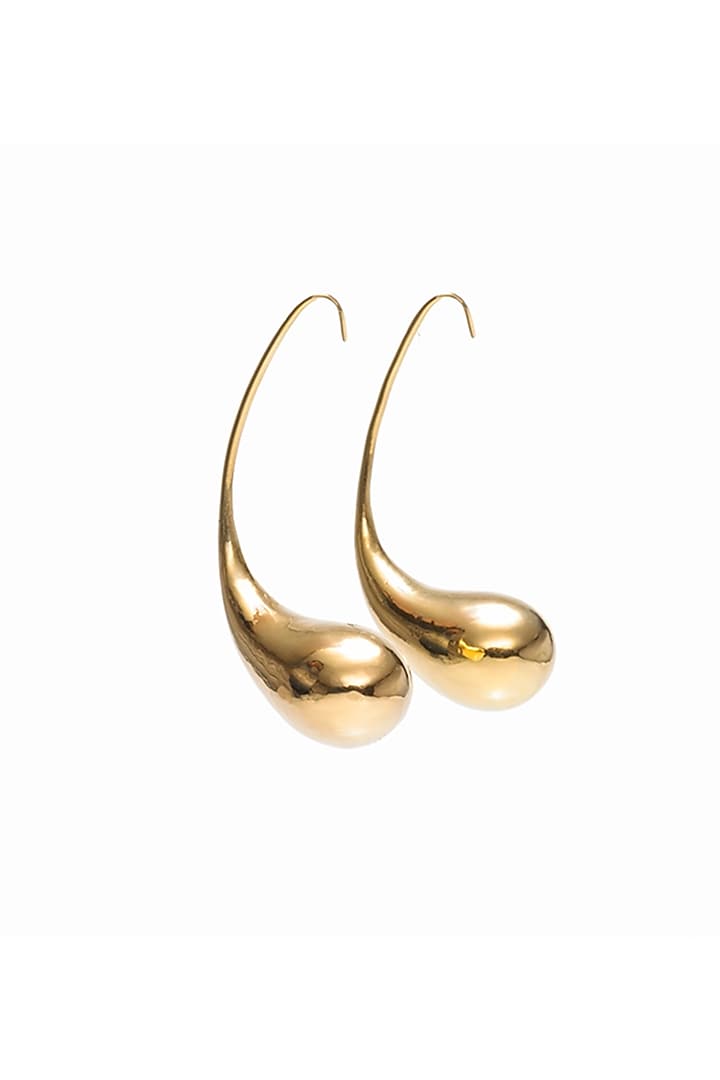 Gold Finish Floral Earrings by Ambar House