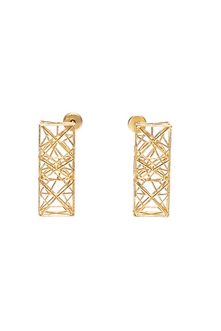 Gold Finish Brass Dangler Earrings by Ambar House