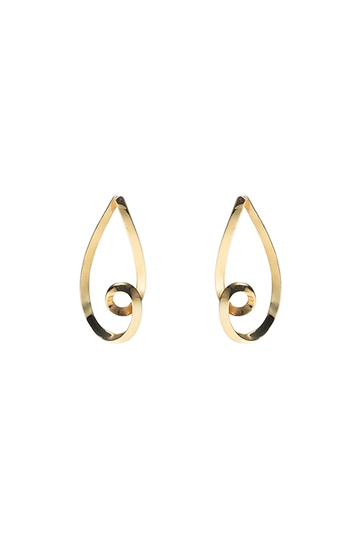 Gold Finish Dangler Earrings Set In Brass by Ambar House