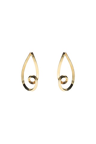 Gold Finish Dangler Earrings Set In Brass by Ambar House