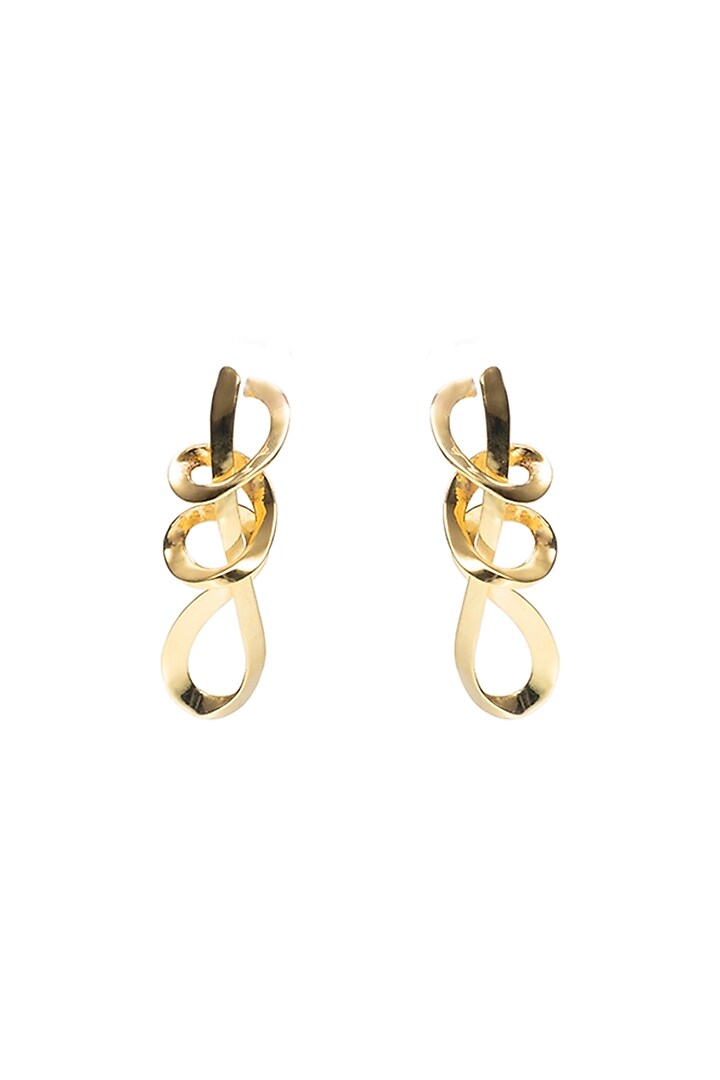 Gold Finish Brass Dangler Earrings by Ambar House
