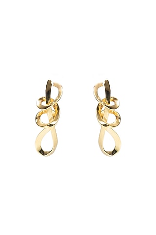 Gold Finish Brass Dangler Earrings by Ambar House