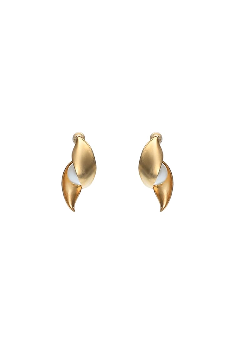 Gold Finish Shell Dangler Earrings by Ambar House