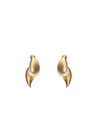 Gold Finish Shell Dangler Earrings by Ambar House