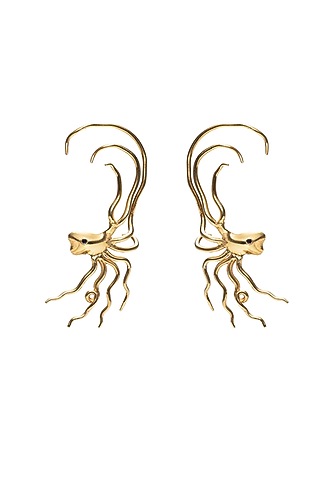 Gold Finish Octopus Dangler Earrings by Ambar House