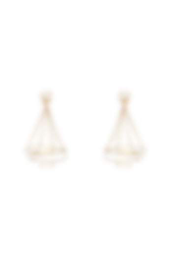 Gold Finish Chandelier Earrings In Sterling silver by Ambar House