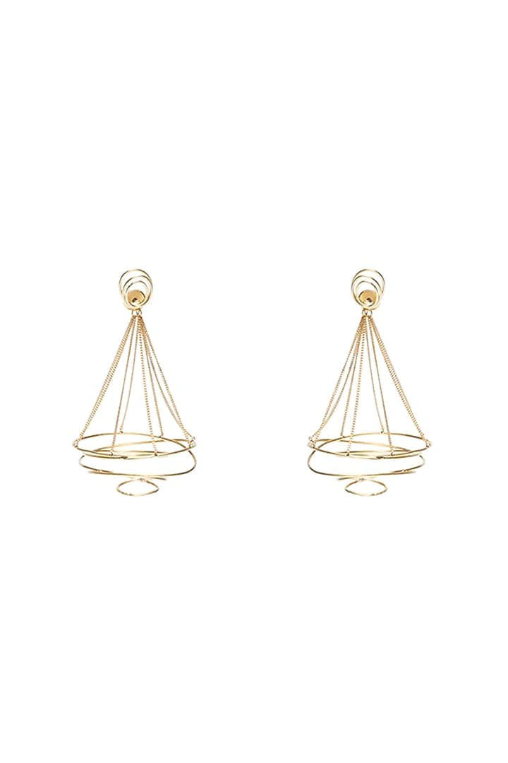 Gold Finish Chandelier Earrings In Sterling silver by Ambar House