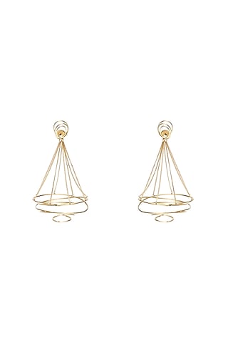Gold Finish Chandelier Earrings In Sterling silver by Ambar House