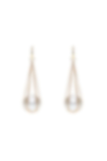 Gold Finish Pearl Dangler Earrings In Sterling Silver by Ambar House at Pernia's Pop Up Shop