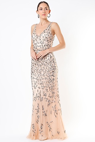 Nude Nylon Mesh Gown by Ambrosia
