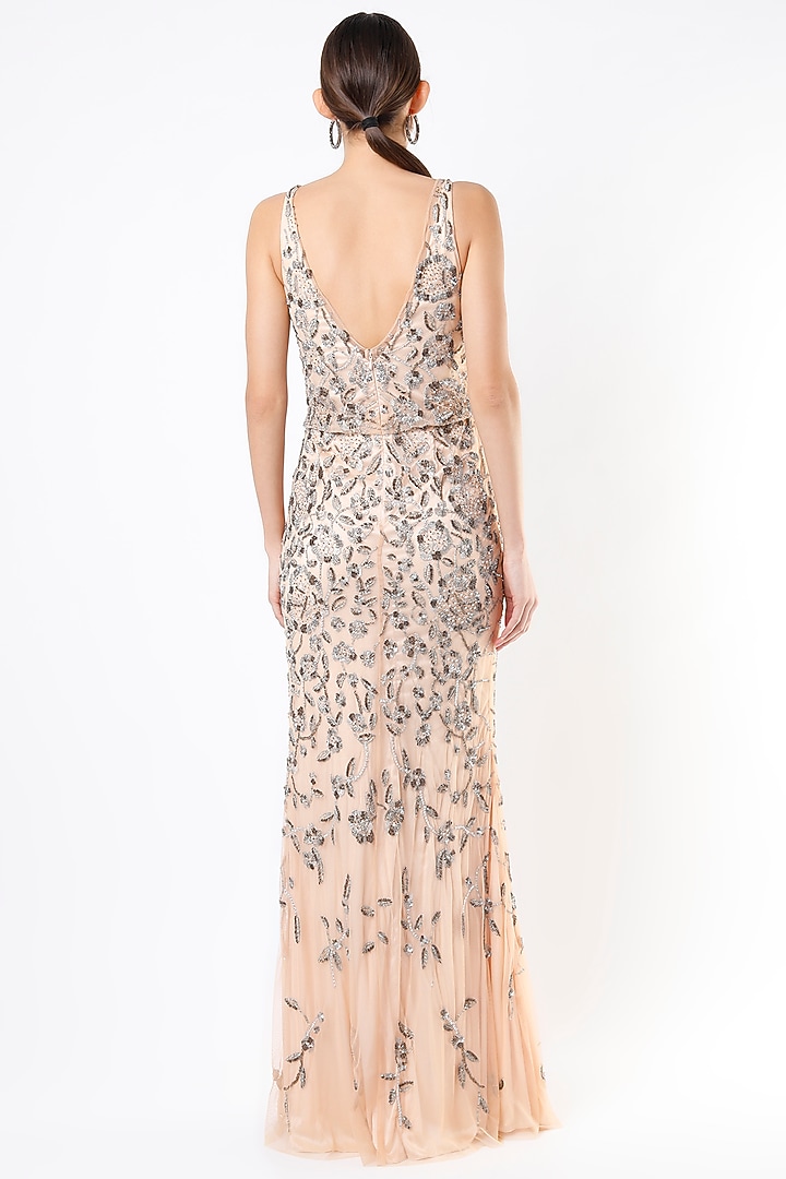 Nude Nylon Mesh Gown by Ambrosia at Pernia's Pop Up Shop