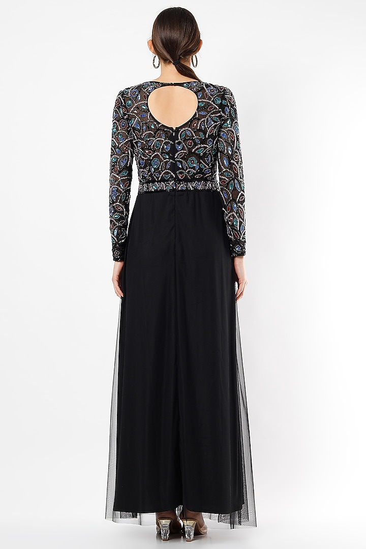 Black Hand Embroidered Gown by Ambrosia at Pernia's Pop Up Shop