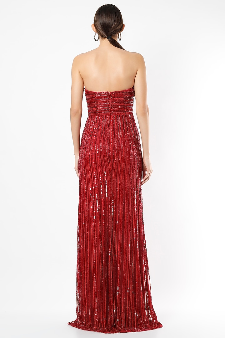 Red Sequins Metallic Gown by Ambrosia at Pernia's Pop Up Shop
