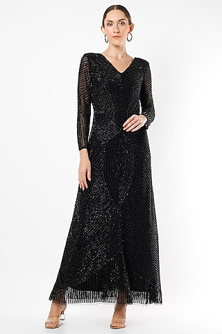 Black Nylon Mesh Gown by Ambrosia