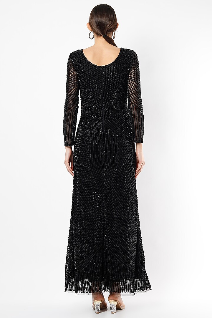 Black Nylon Mesh Gown by Ambrosia at Pernia's Pop Up Shop