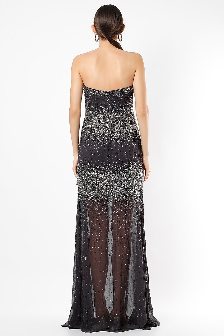 Grey Nylon Mesh Tube Gown by Ambrosia at Pernia's Pop Up Shop