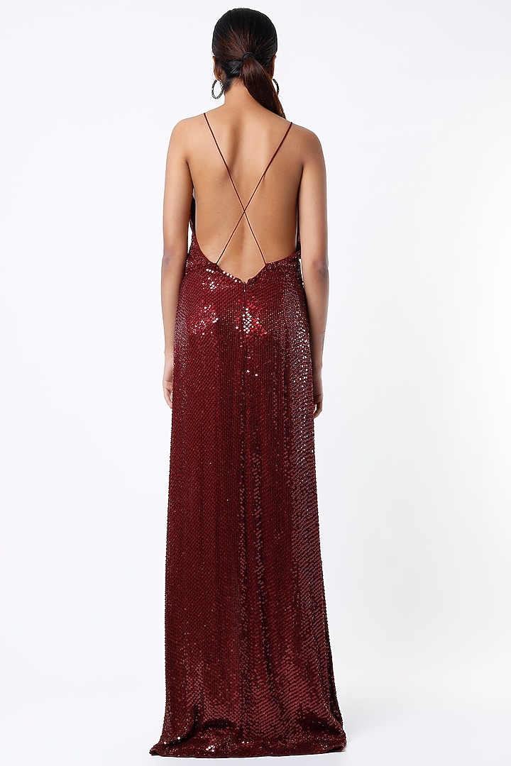 Maroon Sequinsed Gown by Ambrosia at Pernia's Pop Up Shop