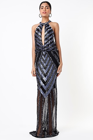 Blue Gown With Sequins by Ambrosia