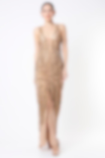 Nude Embroidered Gown by Ambrosia