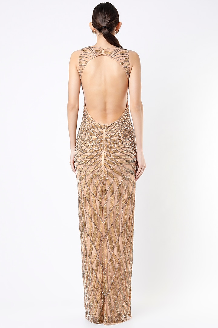 Nude Embroidered Gown by Ambrosia at Pernia's Pop Up Shop