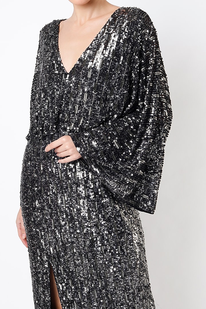 Charcoal Black Hand Embellished Gown by Ambrosia at Pernia's Pop Up Shop