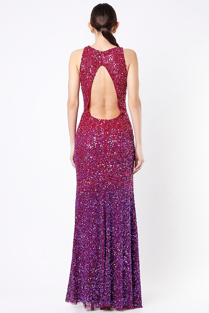 Pink Ombre Embroidered Gown by Ambrosia at Pernia's Pop Up Shop
