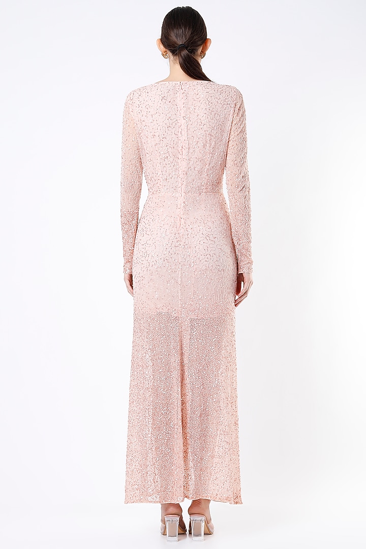 Light Pink Embroidered Wrap Gown by Ambrosia at Pernia's Pop Up Shop