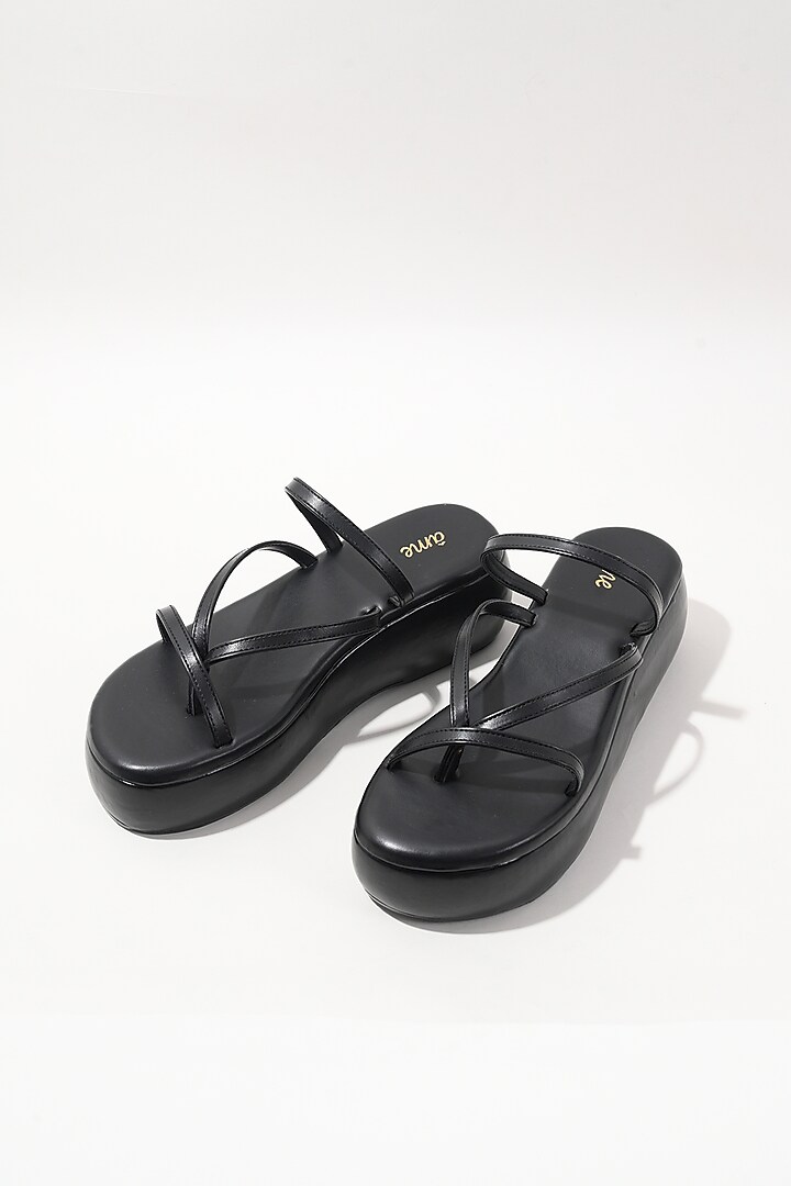 Gold Vegan Leather Flatforms by Ame at Pernia's Pop Up Shop