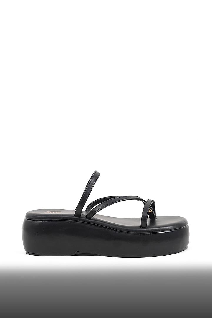 Gold Vegan Leather Flatforms by Ame at Pernia's Pop Up Shop