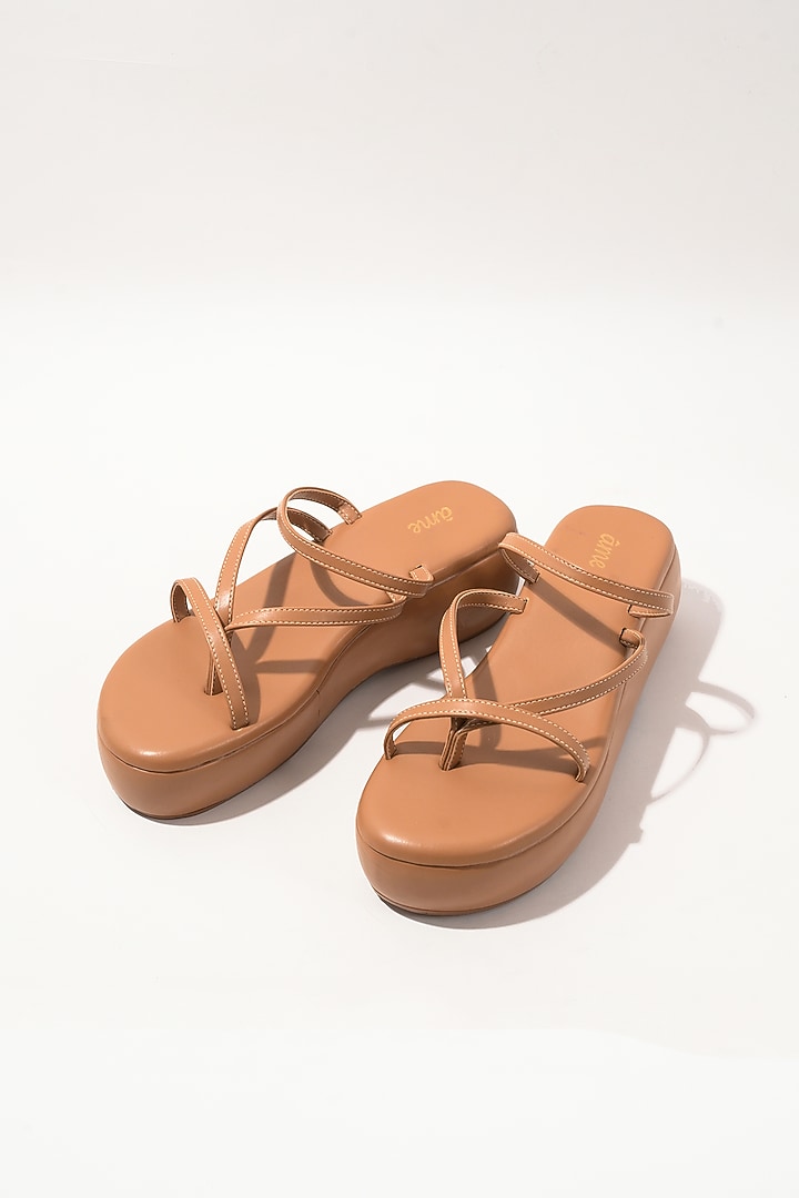 Nude Vegan Leather Flatforms by Ame at Pernia's Pop Up Shop