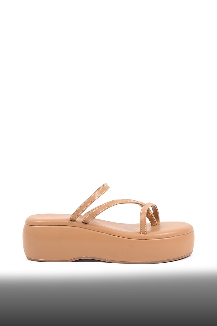 Nude Vegan Leather Flatforms by Ame at Pernia's Pop Up Shop