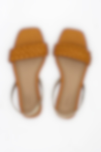 Mustard Vegan Leather Braided Flats by Ame at Pernia's Pop Up Shop