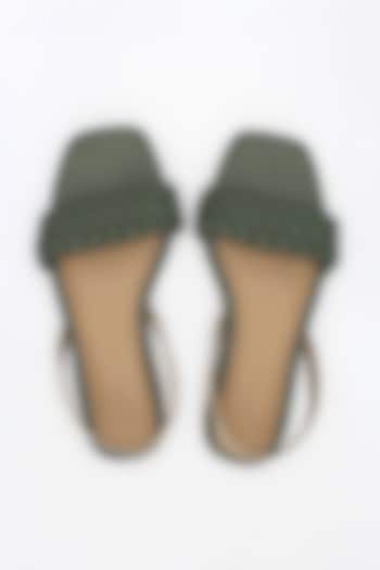 Sage Green Vegan Leather Braided Flats by Ame