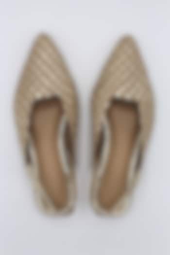 Nude & Gold Handwoven Flats by Ame