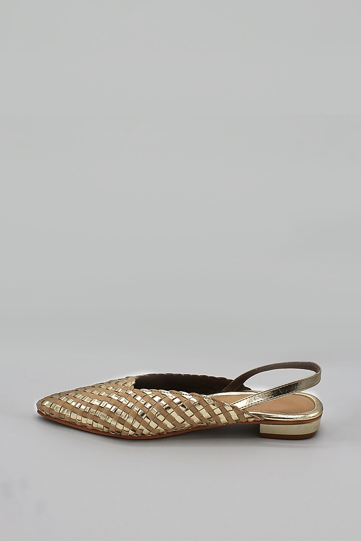 Nude & Gold Handwoven Flats by Ame at Pernia's Pop Up Shop