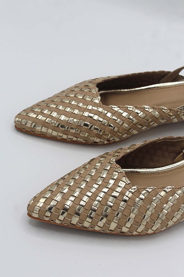 Nude & Gold Handwoven Flats by Ame at Pernia's Pop Up Shop